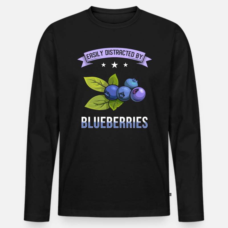 Blaubeeren Spruch - Männer Premium Bio Langarmshirt - Schwarz