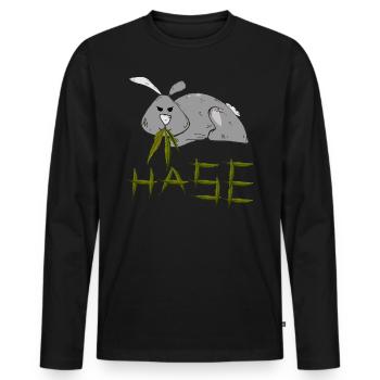 Baba Hase - Männer Premium Bio Langarmshirt - Schwarz - Vorne - Nico (187cm)