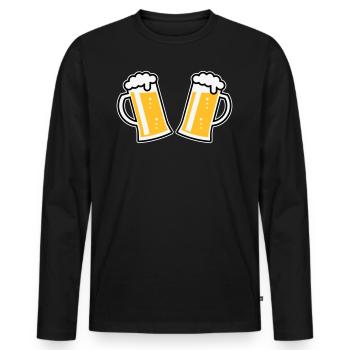 2 chopes à bière Prosten (bière / chope à bière / 3C) - T-shirt manches longues Premium bio Homme - noir - Devant - Nico (187cm)