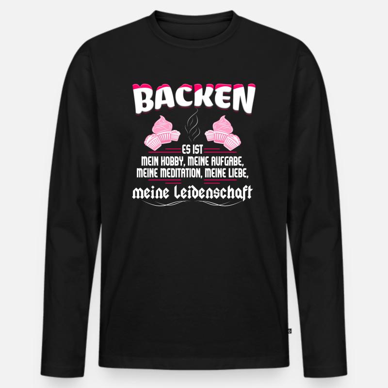 Backen ist meine Leidenschaft - Männer Premium Bio Langarmshirt - Schwarz