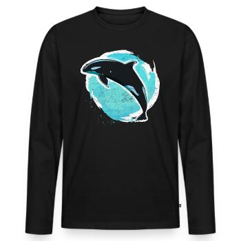 Vintage killer whale killer whale - Men's Premium Organic Long Sleeve Shirt - black - Front - Nico (187cm)