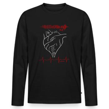Anatomisches Herz Zeichnung EKG - Männer Premium Bio Langarmshirt - Schwarz - Vorne - Nico (187cm)