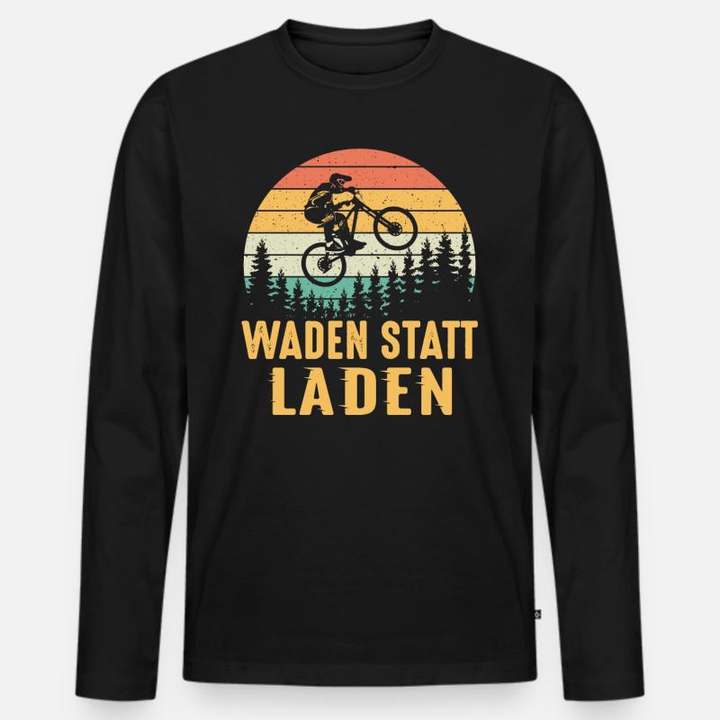 Waden statt laden - Männer Premium Bio Langarmshirt - Schwarz