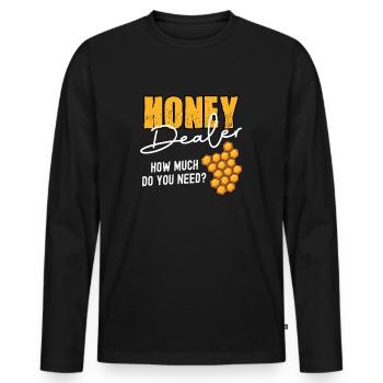 Honey Dealer how much do you need? - Men's Premium Organic Long Sleeve Shirt - black - Front - Nico (187cm)