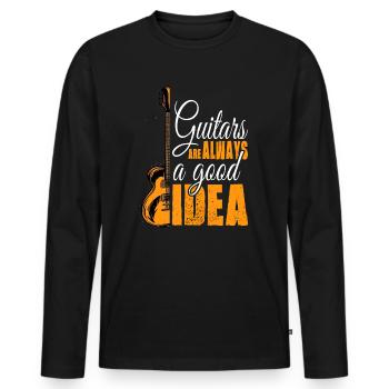Playing guitar is always a good idea - Men's Premium Organic Long Sleeve Shirt - black - Front - Nico (187cm)