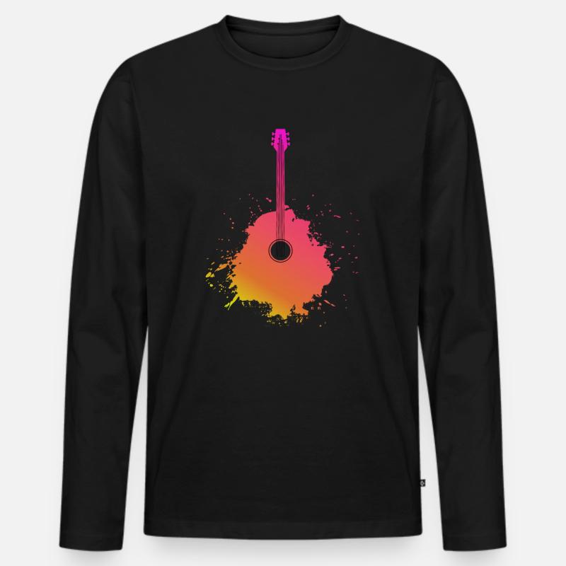 Guitar Brush - Männer Premium Bio Langarmshirt - Schwarz
