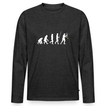 Tennis Evolution - Männer Premium Bio Langarmshirt - Anthrazit meliert - Vorne - Nico (187cm)