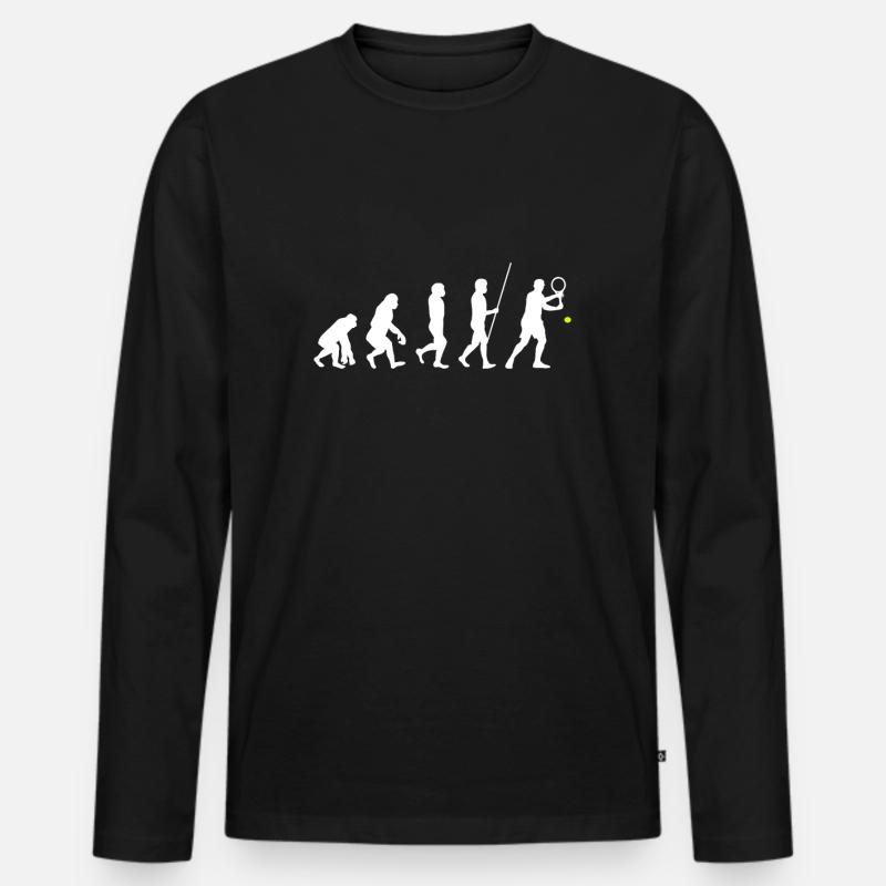 Tennis Evolution - Männer Premium Bio Langarmshirt - Schwarz