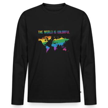 The world is colorful - T-shirt manches longues Premium bio Homme - noir - Devant - Nico (187cm)