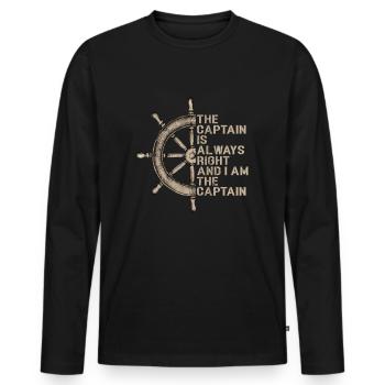 Le capitaine est always right and I am the captain - T-shirt manches longues Premium bio Homme - noir - Devant - Nico (187cm)