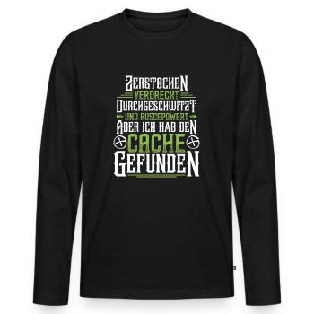 Zerstochen, verdreckt, durchgeschwitzt und ausgepo - Männer Premium Bio Langarmshirt - Schwarz - Vorne - Nico (187cm)