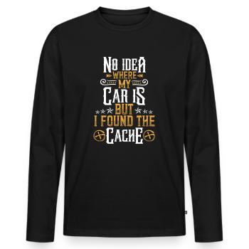 Keine Ahnung wo mein Auto ist #Geocaching - Männer Premium Bio Langarmshirt - Schwarz - Vorne - Nico (187cm)