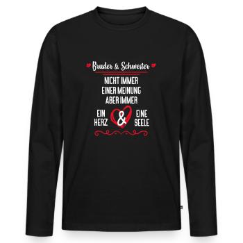 Bruder & Schwester immer ein Herz & eine Seele - Männer Premium Bio Langarmshirt - Schwarz - Vorne - Nico (187cm)