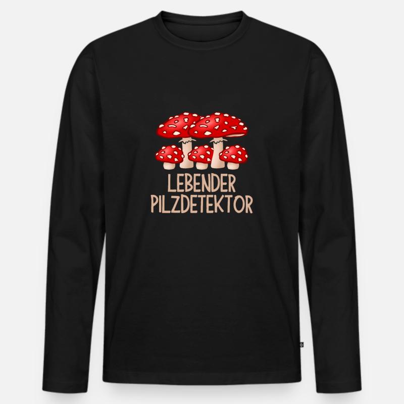 Lebender Pilzdetektor - Männer Premium Bio Langarmshirt - Schwarz