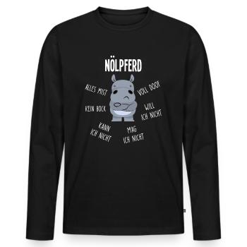 Nölpferd alles doof alles mist - Männer Premium Bio Langarmshirt - Schwarz - Vorne - Nico (187cm)