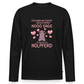 Ich kann nix dafür Ich bin halt ein Nölpferd - Männer Premium Bio Langarmshirt - Schwarz - Vorne - Nico (187cm)