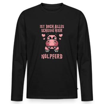 Ist doch alles scheiße hier Nölpferd - Männer Premium Bio Langarmshirt - Schwarz - Vorne - Nico (187cm)