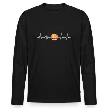 Leberkäs Herzschlag - Männer Premium Bio Langarmshirt - Schwarz - Vorne - Nico (187cm)