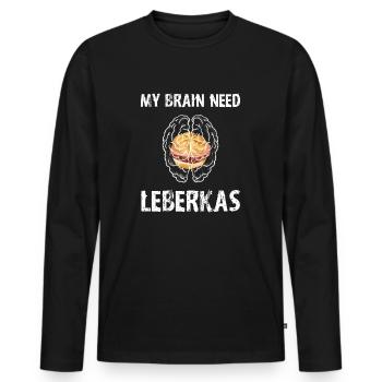 My brain need Lerberkas - Männer Premium Bio Langarmshirt - Schwarz - Vorne - Nico (187cm)