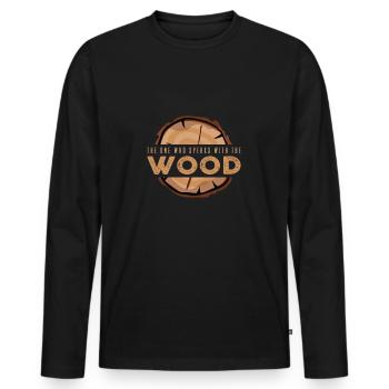 Celui qui parle au bois - T-shirt manches longues Premium bio Homme - noir - Devant - Nico (187cm)