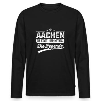Aachen die Stadt der Mythos die Legende - Männer Premium Bio Langarmshirt - Schwarz - Vorne - Nico (187cm)