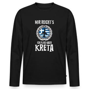 Mir reicht's Ich flieg nach Kreta - Männer Premium Bio Langarmshirt - Schwarz - Vorne - Nico (187cm)