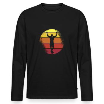 Calisthenics Sunset Vintage - T-shirt manches longues Premium bio Homme - noir - Devant - Nico (187cm)