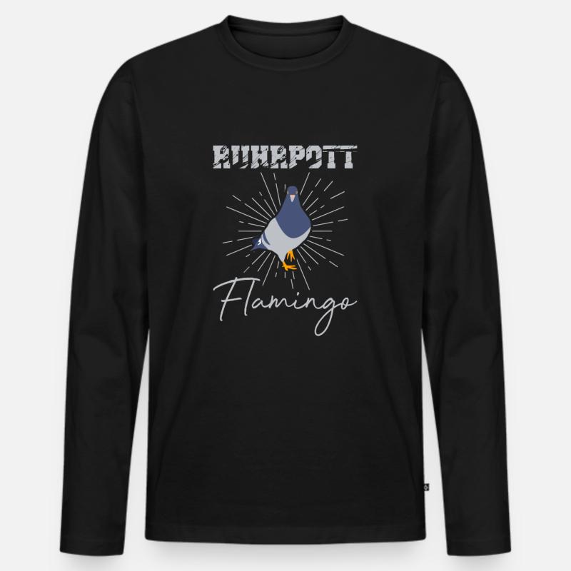 Ruhrpott Flamingo - Männer Premium Bio Langarmshirt - Schwarz