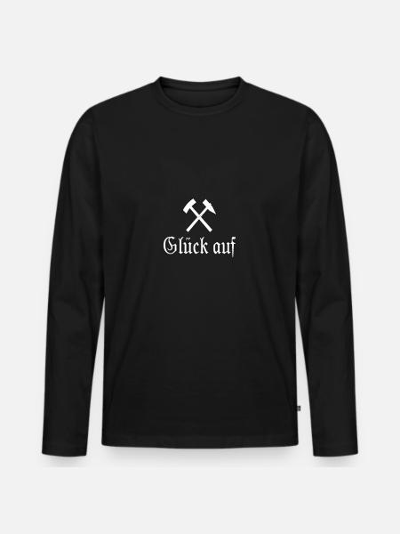 Glück auf - Männer Premium Bio Langarmshirt - Schwarz