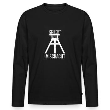 Schicht im Schacht - Männer Premium Bio Langarmshirt - Schwarz - Vorne - Nico (187cm)
