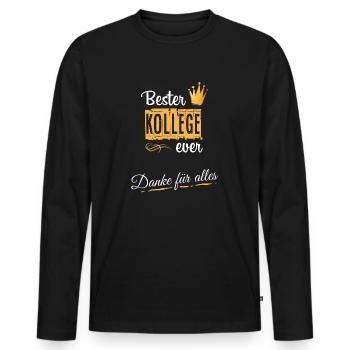 Bester Kollege ever Danke für alles - Männer Premium Bio Langarmshirt - Schwarz - Vorne - Nico (187cm)