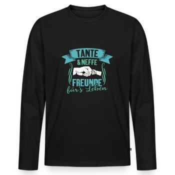 Tante & Neffe Freunde fürs Leben - Männer Premium Bio Langarmshirt - Schwarz - Vorne - Nico (187cm)