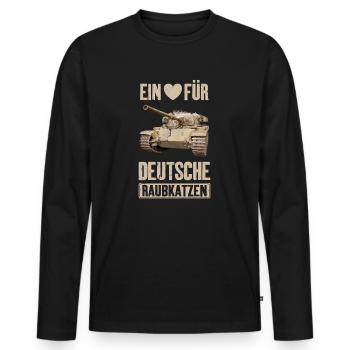 Ein Herz für deutsche Raubkatzen - Männer Premium Bio Langarmshirt - Schwarz - Vorne - Nico (187cm)
