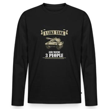 I like tanks and maybe 3 people - T-shirt manches longues Premium bio Homme - noir - Devant - Nico (187cm)