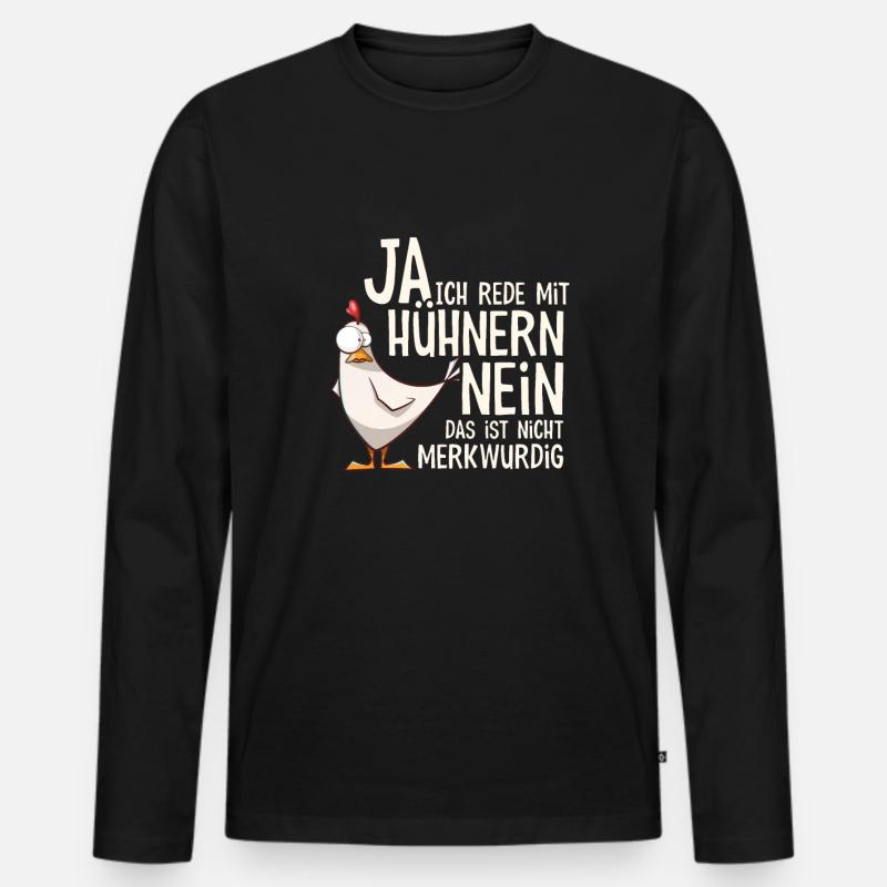 Ja Ich rede mit Hühnern - Männer Premium Bio Langarmshirt - Schwarz