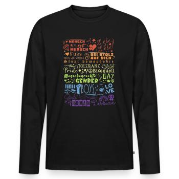 Mensch is Mensch Liebe ist Liebe - Männer Premium Bio Langarmshirt - Schwarz - Vorne - Nico (187cm)
