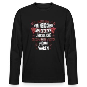 Es gibt 2 Arten von Menschen Bielefeld - Männer Premium Bio Langarmshirt - Schwarz - Vorne - Nico (187cm)