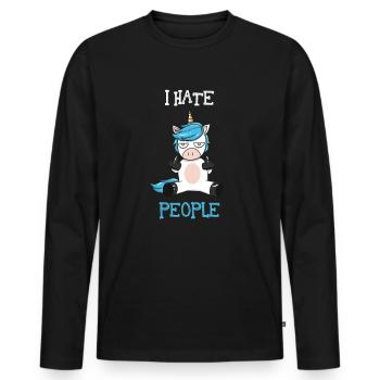 I hate people - T-shirt manches longues Premium bio Homme - noir - Devant - Nico (187cm)