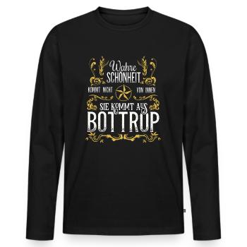 Wahre Schönheit kommt aus Bottrop - Männer Premium Bio Langarmshirt - Schwarz - Vorne - Nico (187cm)