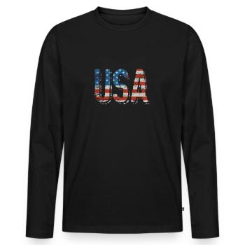 États-Unis - T-shirt manches longues Premium bio Homme - noir - Devant - Nico (187cm)