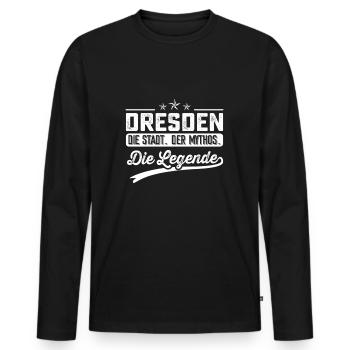 Dresden die Stadt der Mythos die Legende - Männer Premium Bio Langarmshirt - Schwarz - Vorne - Nico (187cm)