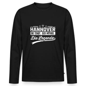Hannover die Stadt der Mythos die Legende - Männer Premium Bio Langarmshirt - Schwarz - Vorne - Nico (187cm)