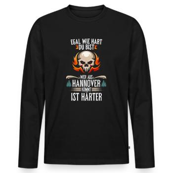 Egal wie hart du bist Hannoveraner sind härter - Männer Premium Bio Langarmshirt - Schwarz - Vorne - Nico (187cm)