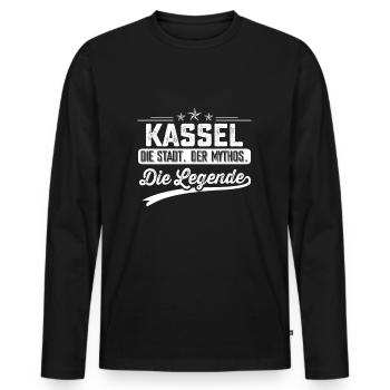 Kassel die Stadt der Mythos die Legende - Männer Premium Bio Langarmshirt - Schwarz - Vorne - Nico (187cm)
