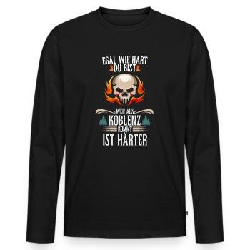Egal wie hart du bist Koblenzer sind härter - Männer Premium Bio Langarmshirt - Schwarz - Vorne - Nico (187cm)