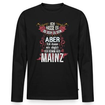 Ich hasse es so sexy zu sein #Mainz - Männer Premium Bio Langarmshirt - Schwarz - Vorne - Nico (187cm)