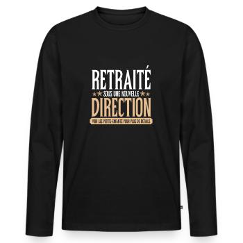 Nouvelle direction à la retraite Petits-enfants - Männer Premium Bio Langarmshirt - Schwarz - Vorne - Nico (187cm)