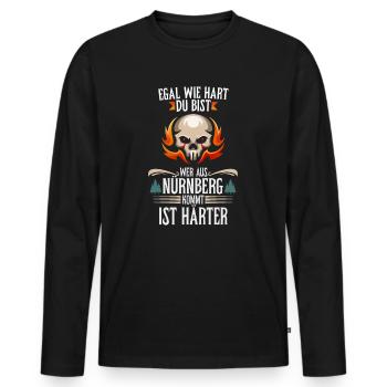 Egal wie hart du bist Nürnberger sind härter - Männer Premium Bio Langarmshirt - Schwarz - Vorne - Nico (187cm)