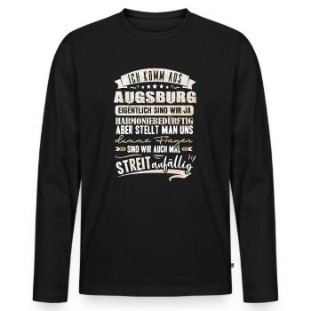 Ich komm aus Augsburg - Männer Premium Bio Langarmshirt - Schwarz - Vorne - Nico (187cm)