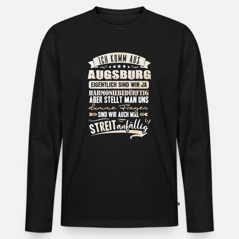 Ich komm aus Augsburg - Männer Premium Bio Langarmshirt - Schwarz